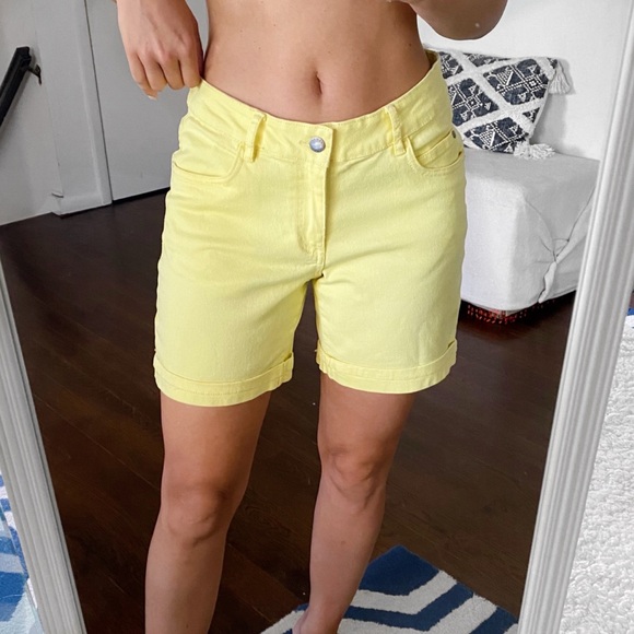 🍋 CASUAL LEMON MID RISE COTTON JEAN SHORTS! - Picture 4 of 10